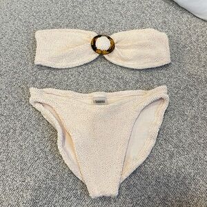 Hunza G - One Size - cream bandeau bathing suit, excellent condition